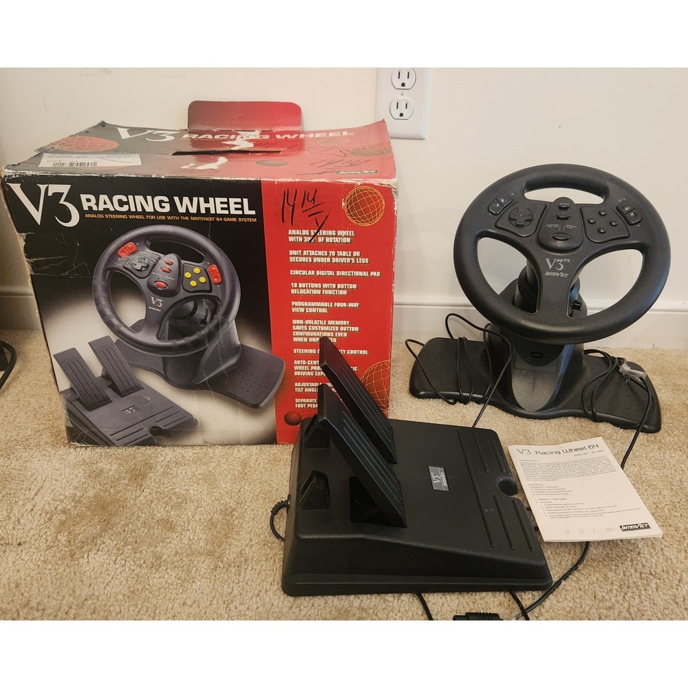 Interact V3 Racing Wheel for Nintendo 64 N64 SV-282 Steering Wheel Pedals Boxed